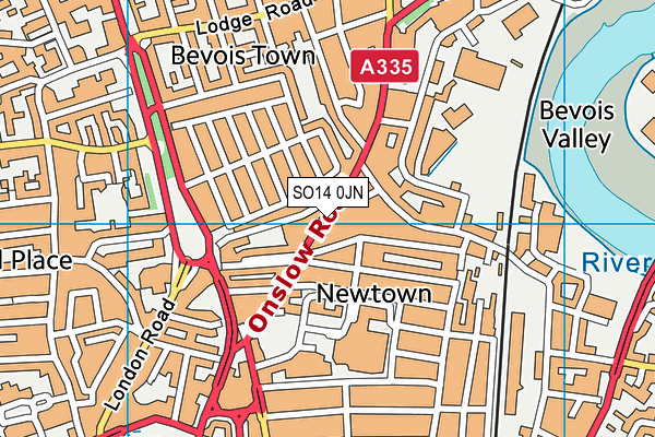 SO14 0JN map - OS VectorMap District (Ordnance Survey)