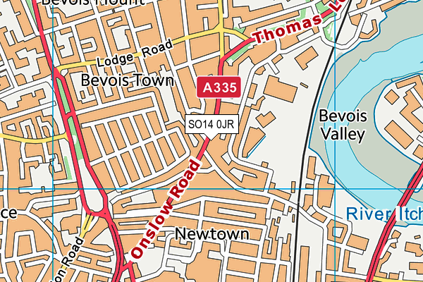 SO14 0JR map - OS VectorMap District (Ordnance Survey)