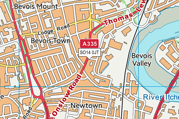 SO14 0JT map - OS VectorMap District (Ordnance Survey)