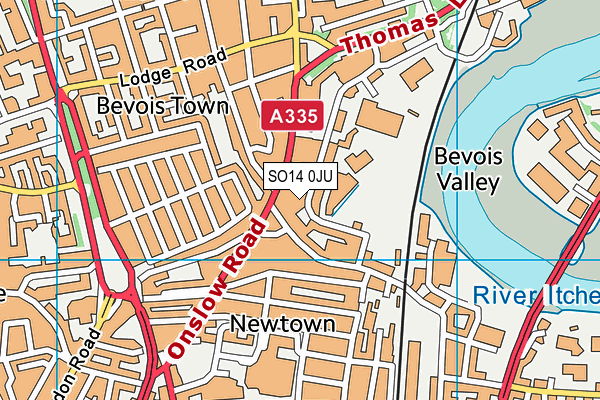 SO14 0JU map - OS VectorMap District (Ordnance Survey)