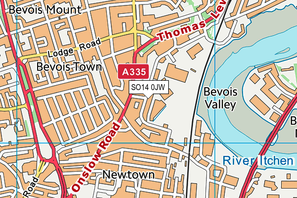 SO14 0JW map - OS VectorMap District (Ordnance Survey)