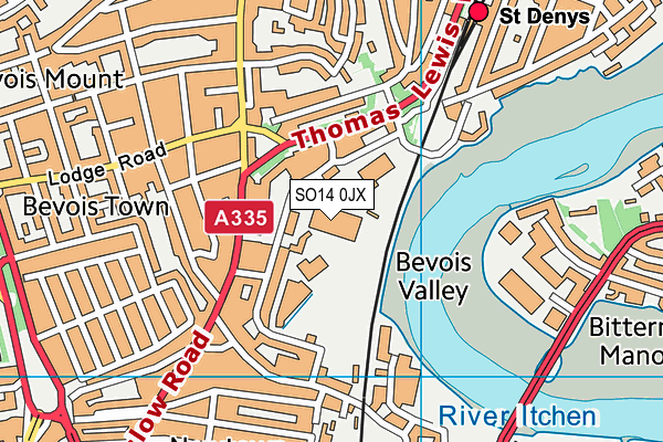 SO14 0JX map - OS VectorMap District (Ordnance Survey)