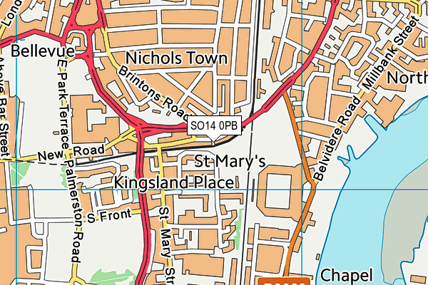 SO14 0PB map - OS VectorMap District (Ordnance Survey)