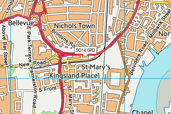 SO14 0PD map - OS VectorMap District (Ordnance Survey)