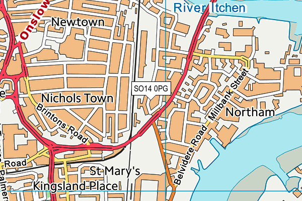 SO14 0PG map - OS VectorMap District (Ordnance Survey)