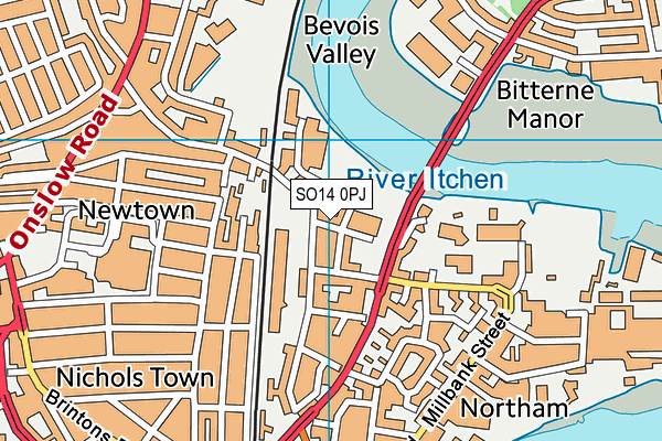 SO14 0PJ map - OS VectorMap District (Ordnance Survey)