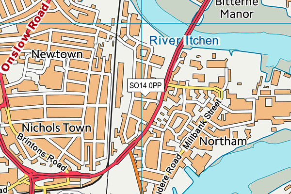 SO14 0PP map - OS VectorMap District (Ordnance Survey)