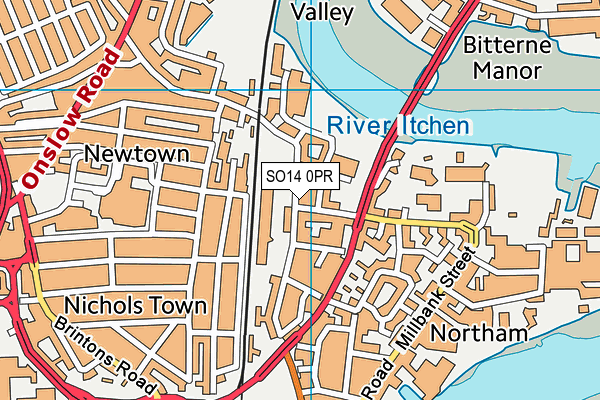 SO14 0PR map - OS VectorMap District (Ordnance Survey)