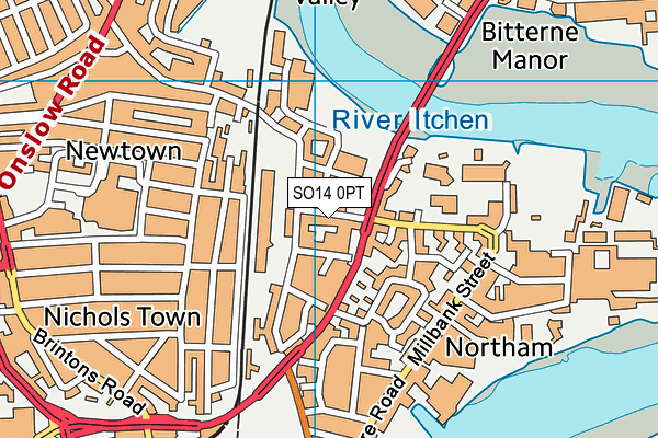 SO14 0PT map - OS VectorMap District (Ordnance Survey)