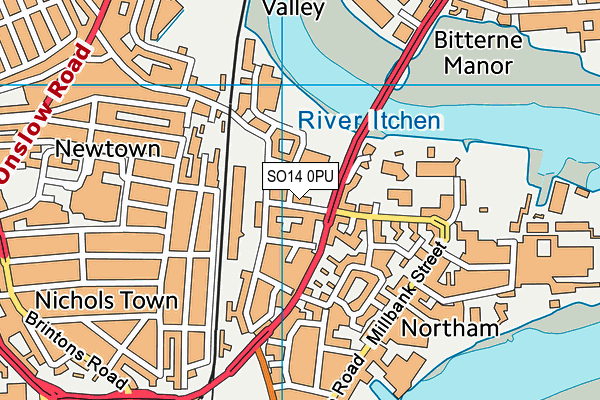 SO14 0PU map - OS VectorMap District (Ordnance Survey)