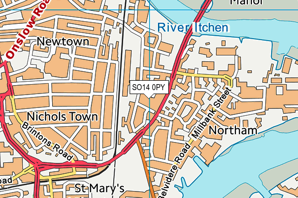 SO14 0PY map - OS VectorMap District (Ordnance Survey)