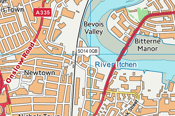 SO14 0QB map - OS VectorMap District (Ordnance Survey)