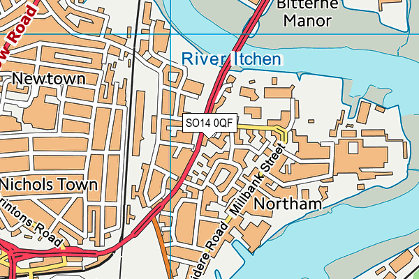 SO14 0QF map - OS VectorMap District (Ordnance Survey)