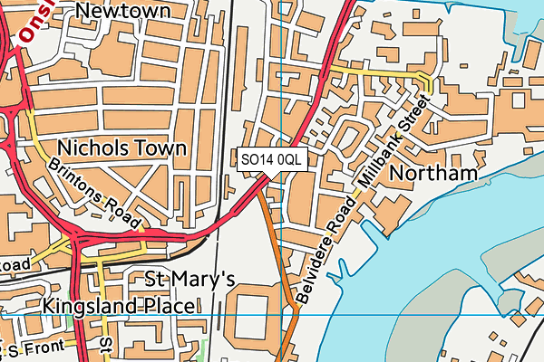 SO14 0QL map - OS VectorMap District (Ordnance Survey)