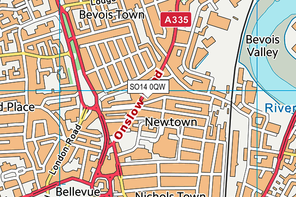 SO14 0QW map - OS VectorMap District (Ordnance Survey)