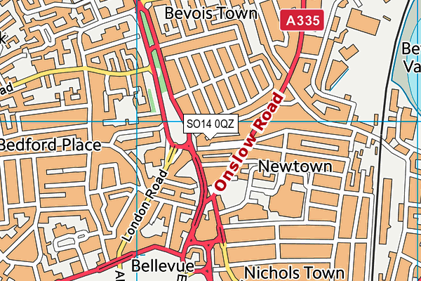 SO14 0QZ map - OS VectorMap District (Ordnance Survey)