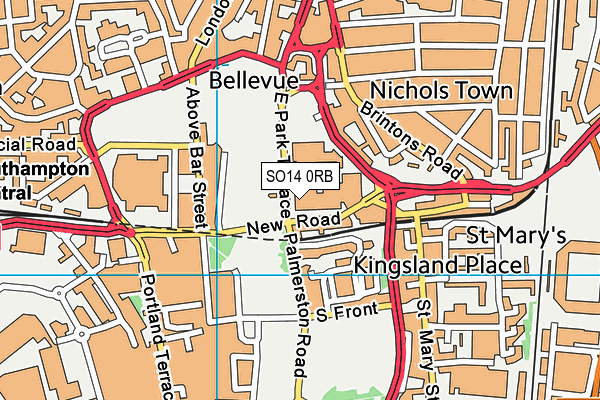 SO14 0RB map - OS VectorMap District (Ordnance Survey)