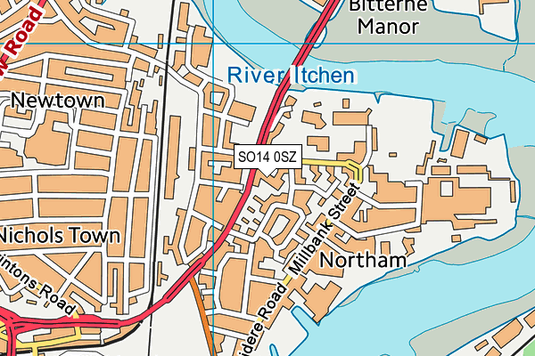 SO14 0SZ map - OS VectorMap District (Ordnance Survey)