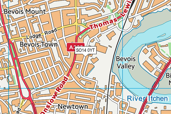 SO14 0YT map - OS VectorMap District (Ordnance Survey)