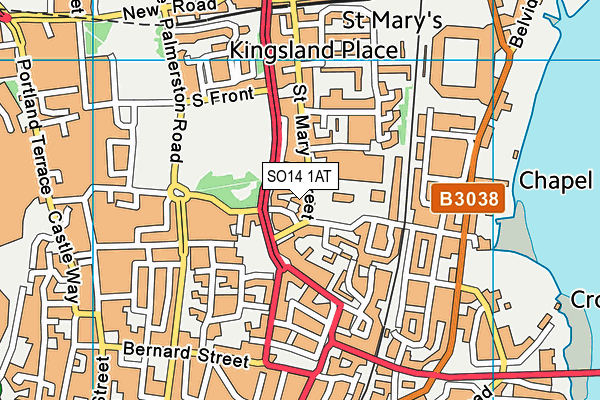 SO14 1AT map - OS VectorMap District (Ordnance Survey)