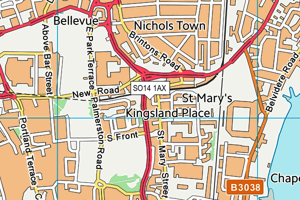 SO14 1AX map - OS VectorMap District (Ordnance Survey)