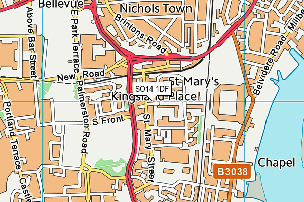 SO14 1DF map - OS VectorMap District (Ordnance Survey)