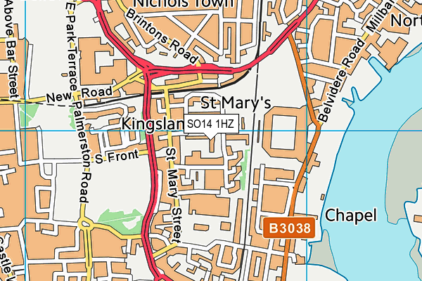 SO14 1HZ map - OS VectorMap District (Ordnance Survey)