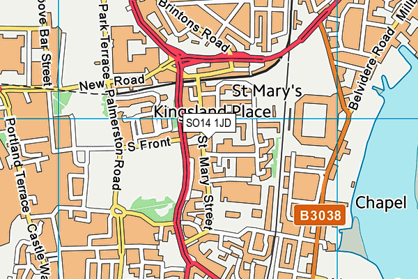 SO14 1JD map - OS VectorMap District (Ordnance Survey)