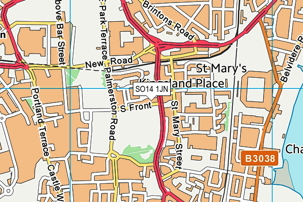 SO14 1JN map - OS VectorMap District (Ordnance Survey)