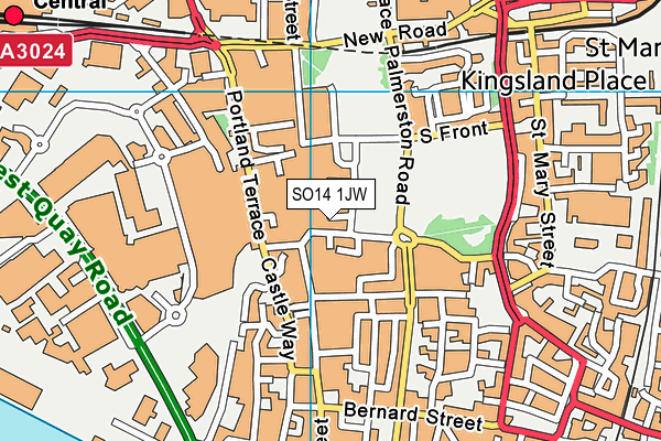SO14 1JW map - OS VectorMap District (Ordnance Survey)