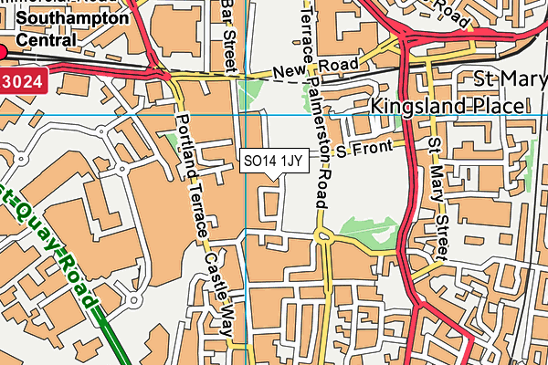 SO14 1JY map - OS VectorMap District (Ordnance Survey)