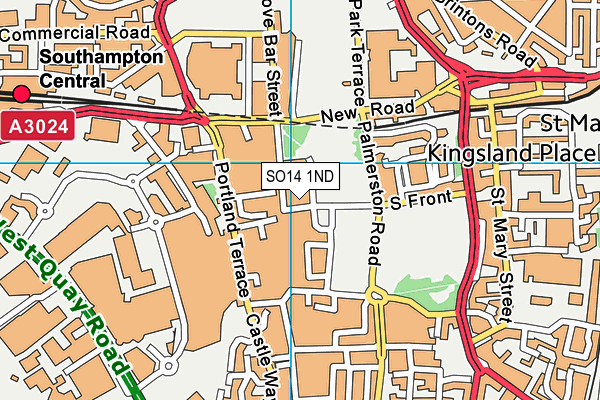 SO14 1ND map - OS VectorMap District (Ordnance Survey)