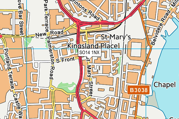SO14 1NX map - OS VectorMap District (Ordnance Survey)