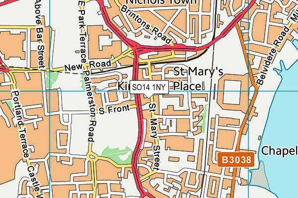 SO14 1NY map - OS VectorMap District (Ordnance Survey)