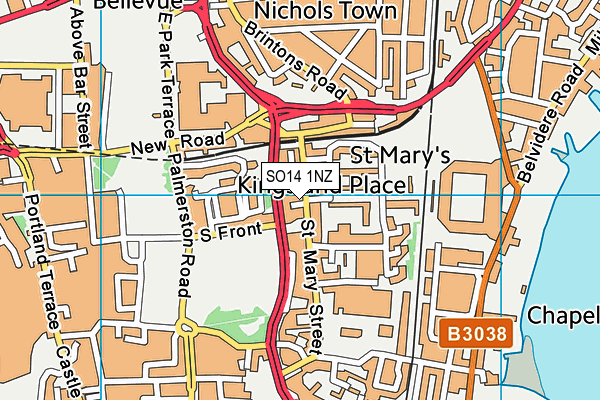 SO14 1NZ map - OS VectorMap District (Ordnance Survey)