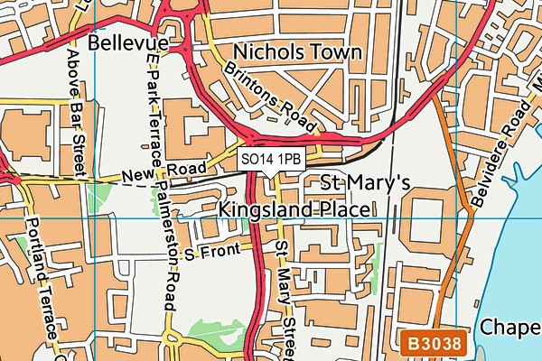 SO14 1PB map - OS VectorMap District (Ordnance Survey)