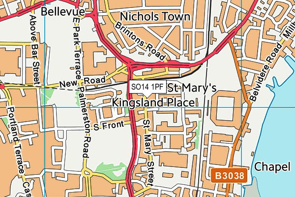 SO14 1PF map - OS VectorMap District (Ordnance Survey)