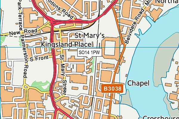 SO14 1PW map - OS VectorMap District (Ordnance Survey)