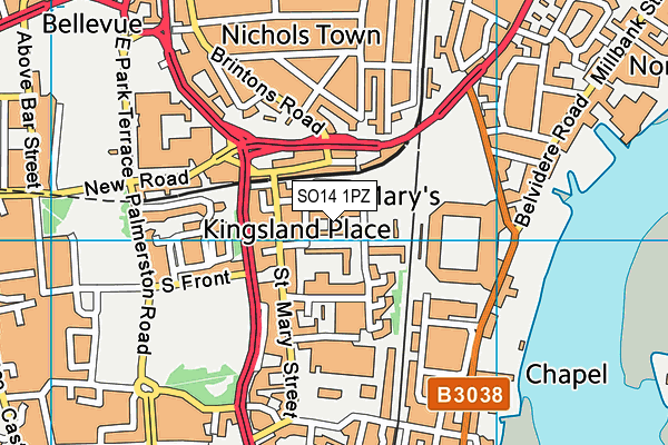 SO14 1PZ map - OS VectorMap District (Ordnance Survey)