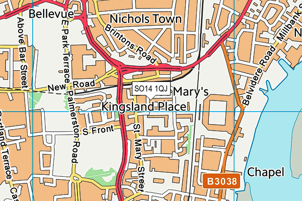 SO14 1QJ map - OS VectorMap District (Ordnance Survey)