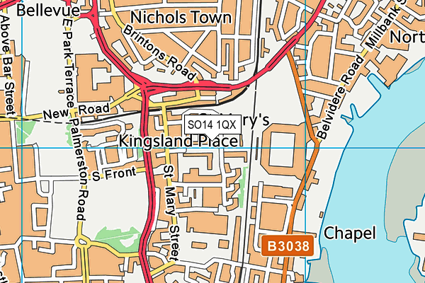 SO14 1QX map - OS VectorMap District (Ordnance Survey)