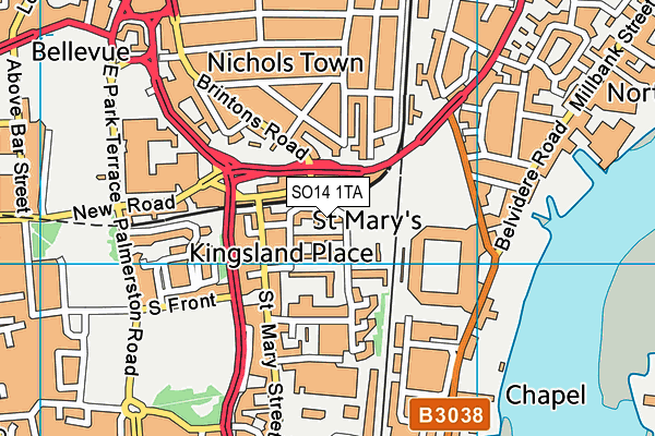 SO14 1TA map - OS VectorMap District (Ordnance Survey)