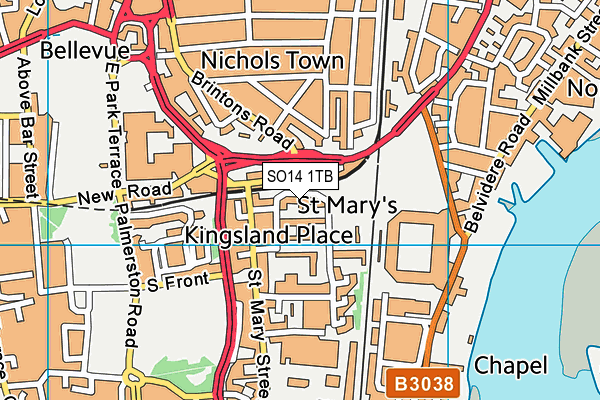 SO14 1TB map - OS VectorMap District (Ordnance Survey)