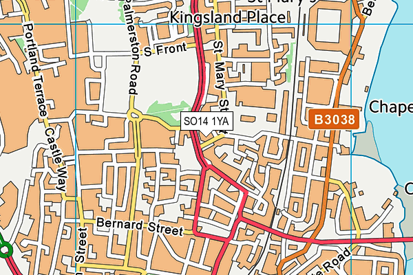 SO14 1YA map - OS VectorMap District (Ordnance Survey)