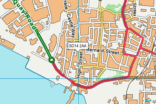 SO14 2AA map - OS VectorMap District (Ordnance Survey)