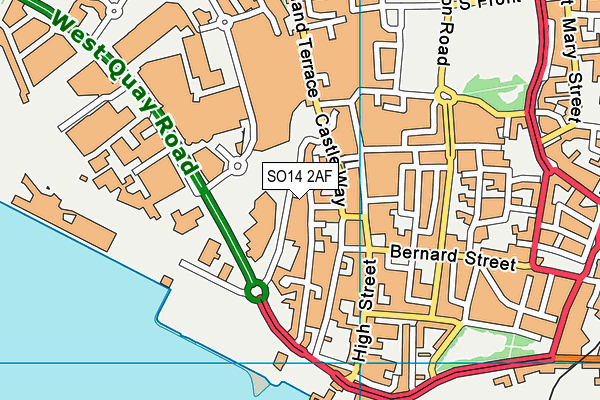 SO14 2AF map - OS VectorMap District (Ordnance Survey)