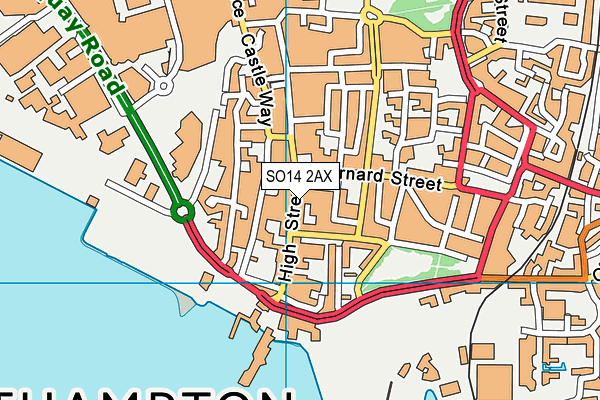 SO14 2AX map - OS VectorMap District (Ordnance Survey)