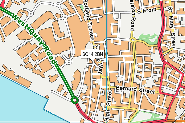 SO14 2BN map - OS VectorMap District (Ordnance Survey)