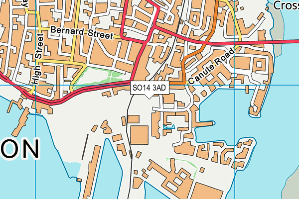 SO14 3AD map - OS VectorMap District (Ordnance Survey)