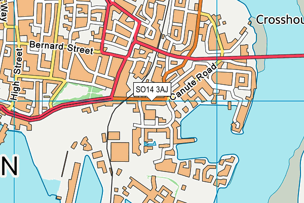 SO14 3AJ map - OS VectorMap District (Ordnance Survey)